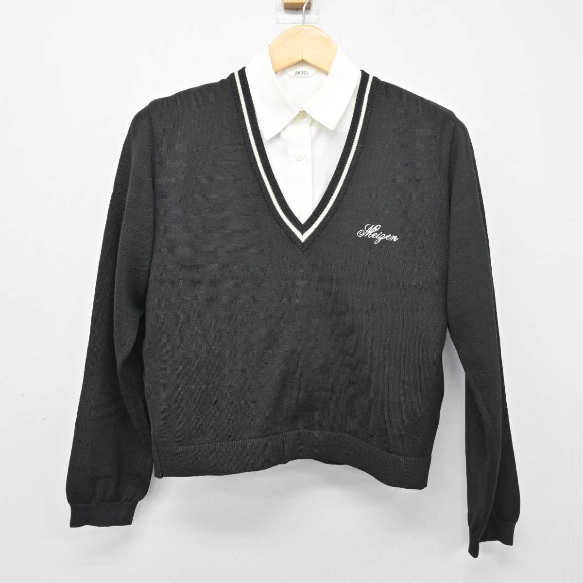 【中古】福岡県 福岡県立明善高等学校 女子制服 2点 (ニット・シャツ) sf049147