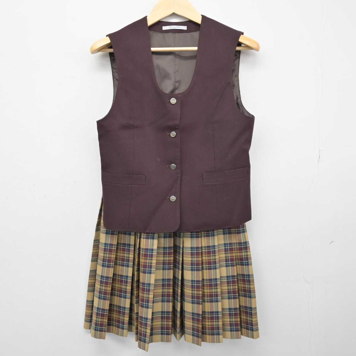 【中古】福島県 仁愛高等学校 女子制服 3点 (ブレザー・ベスト・スカート) sf049149