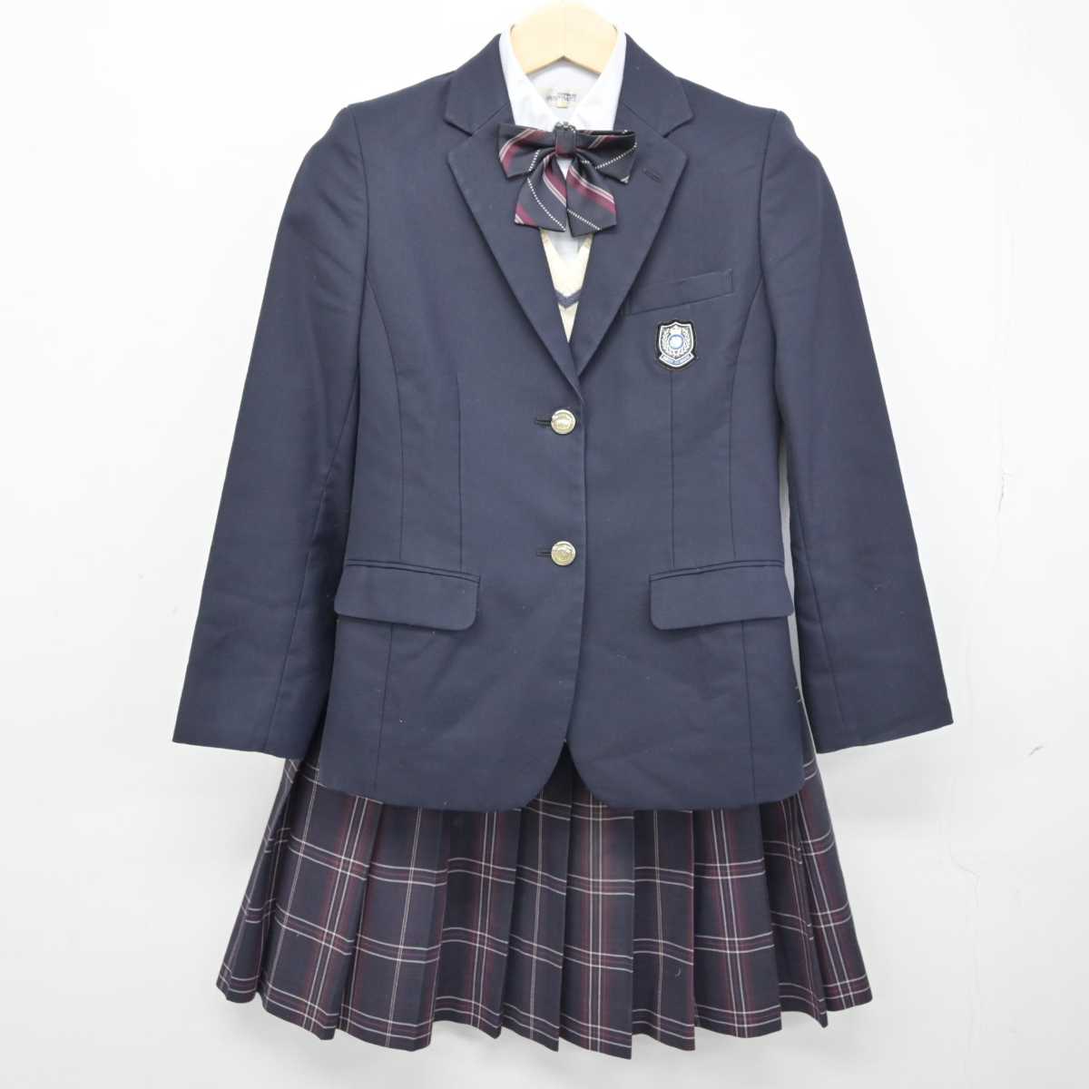 【中古】北海道 北海道札幌英藍高等学校 女子制服 5点 (ブレザー・ニットベスト・シャツ・スカート) sf049156