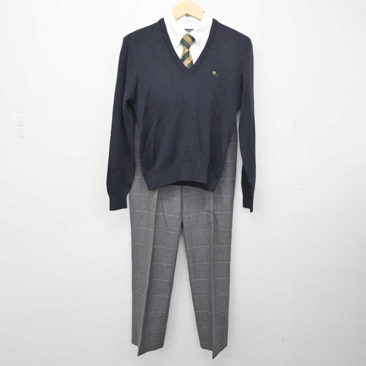 【中古】岐阜県 岐阜工業高等学校 男子制服 5点 (ブレザー・ニット・シャツ・ズボン) sf049350