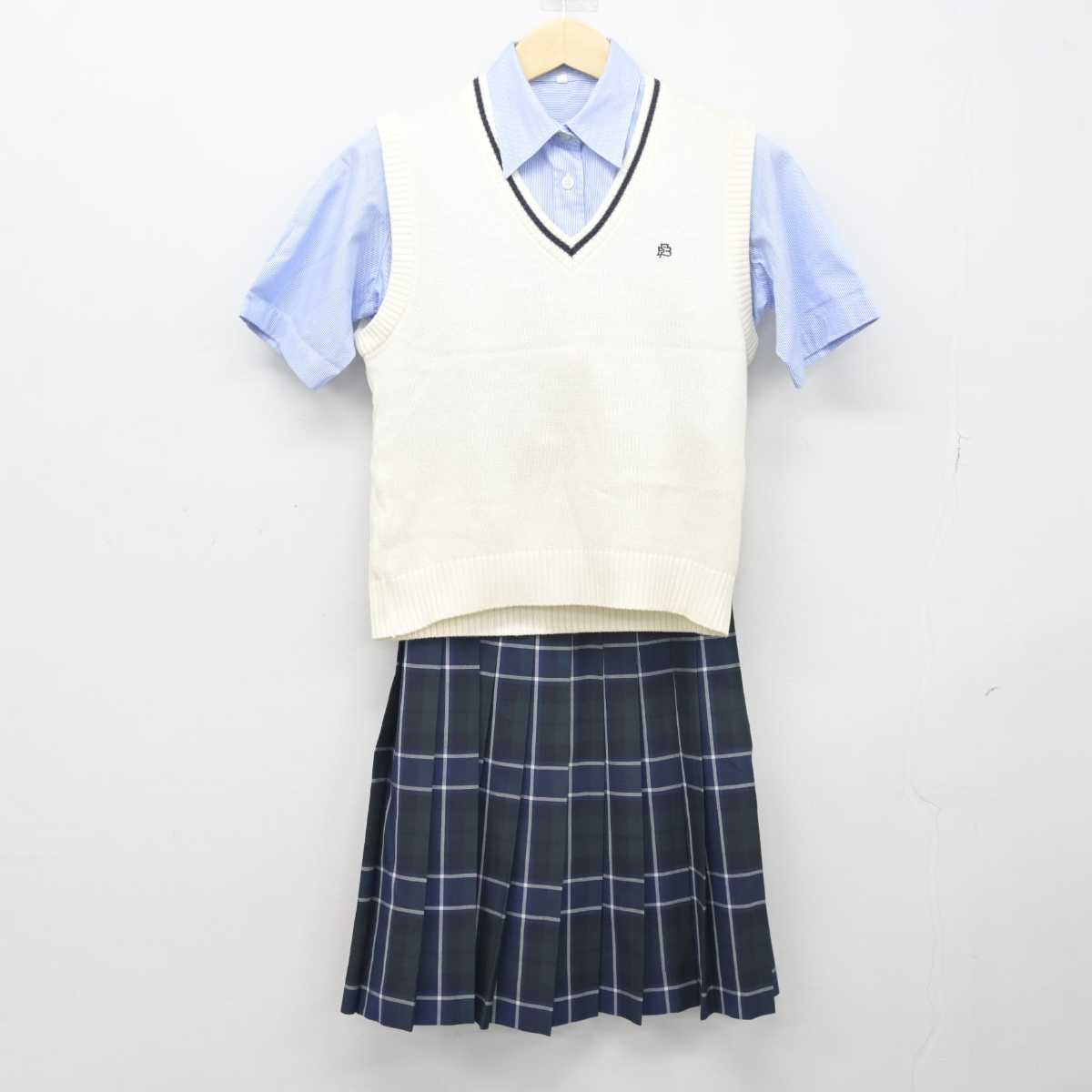 【中古】神奈川県 横浜雙葉高等学校 女子制服 3点 (シャツ・ニットベスト・スカート) sf049375