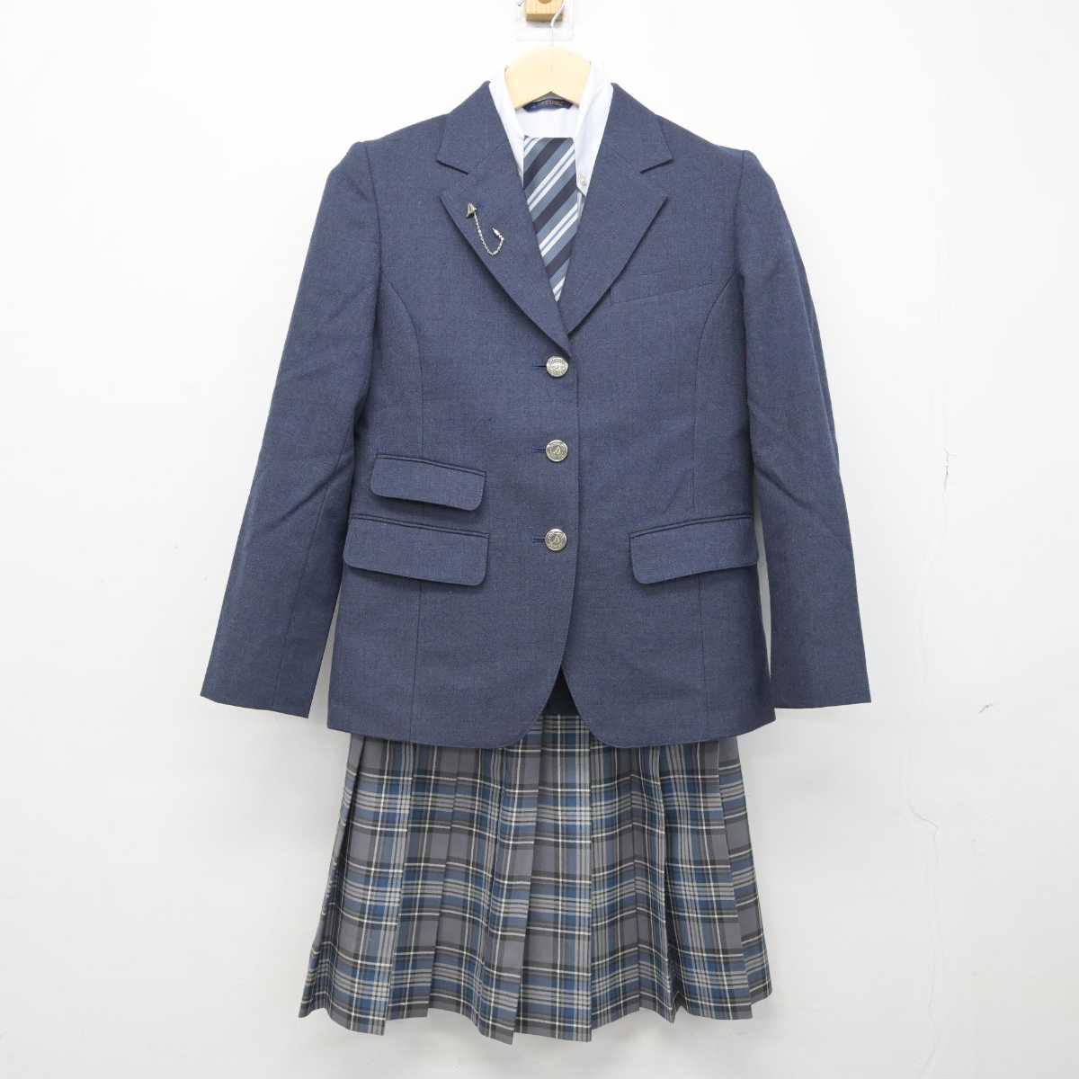 【中古】神奈川県 湘南学院高等学校 女子制服 6点 (ブレザー・シャツ・スカート) sf049385