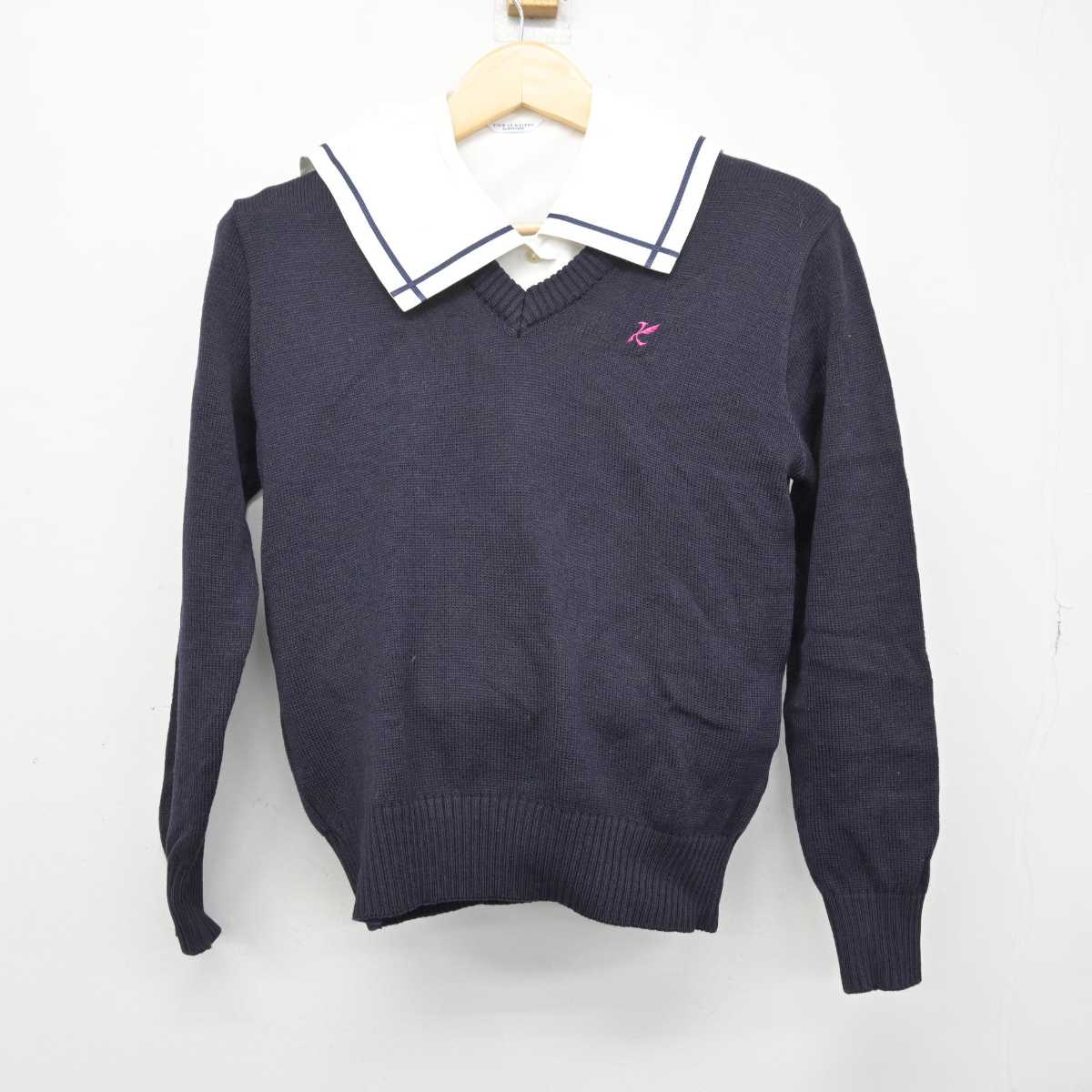 【中古】長崎県 海星中学校 女子制服 2点 (シャツ・ニット) sf049409