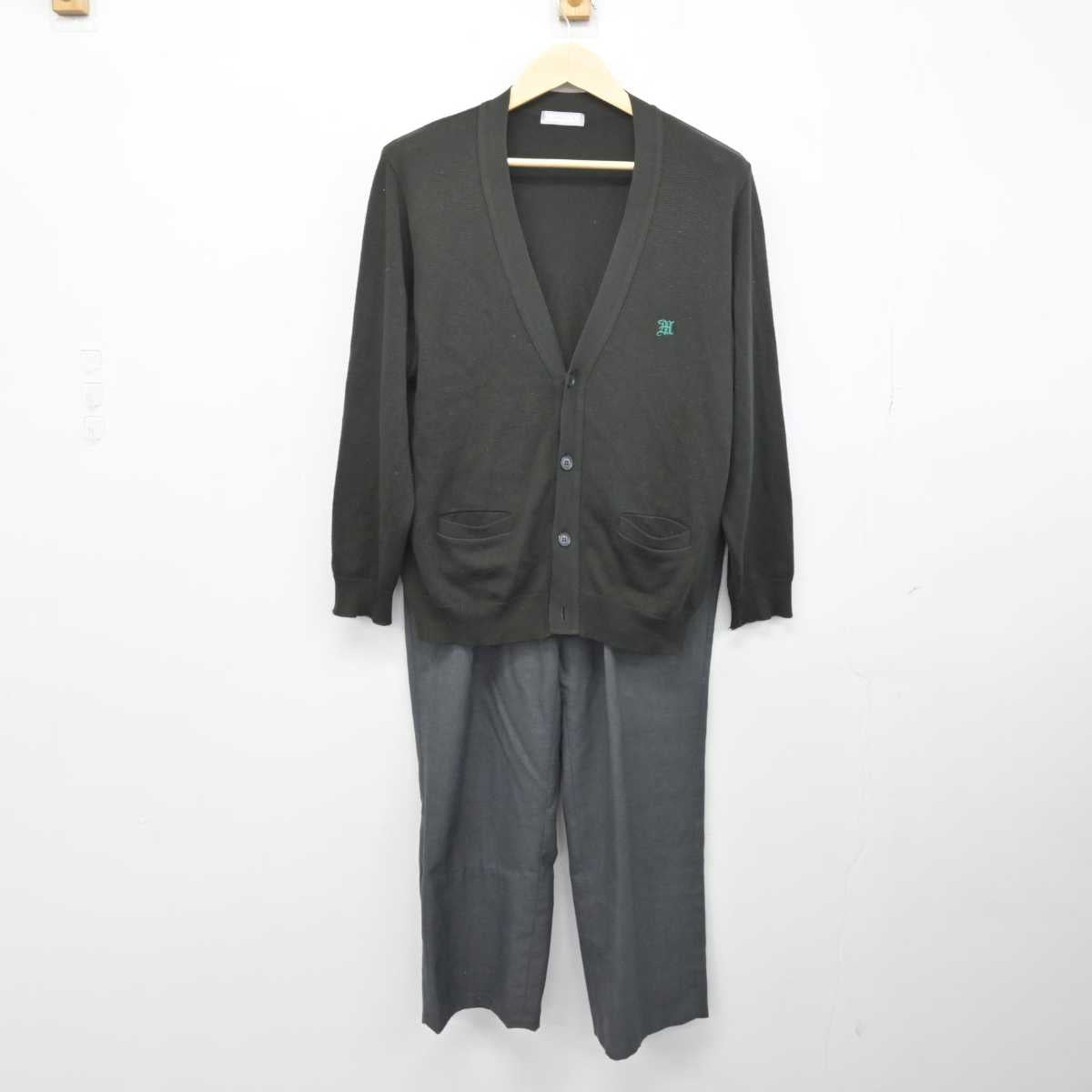 【中古】宮城県 仙台大学附属明成高等学校 男子制服 4点 (ブレザー・ニット・ズボン) sf049423