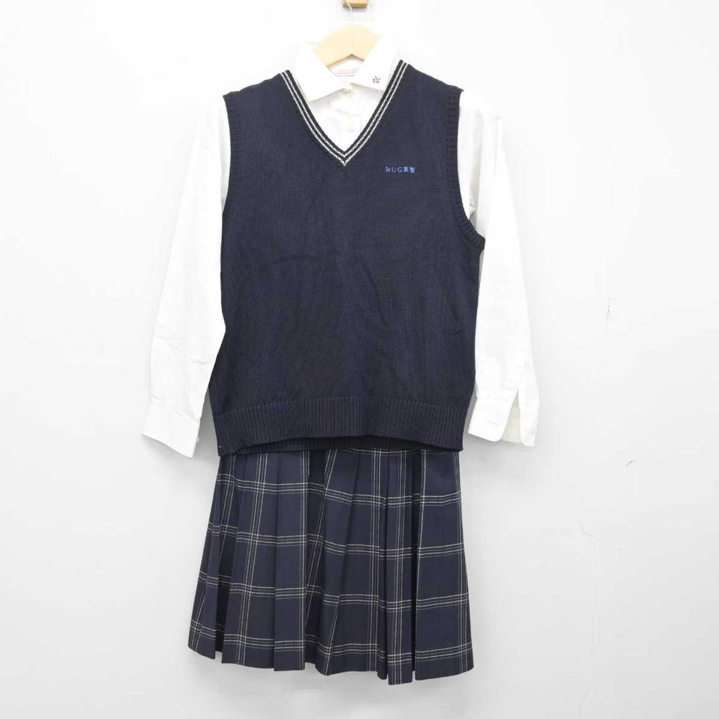 【中古】宮城県 聖ウルスラ学院英智高等学校 女子制服 3点 (シャツ・ニットベスト・スカート) sf049479