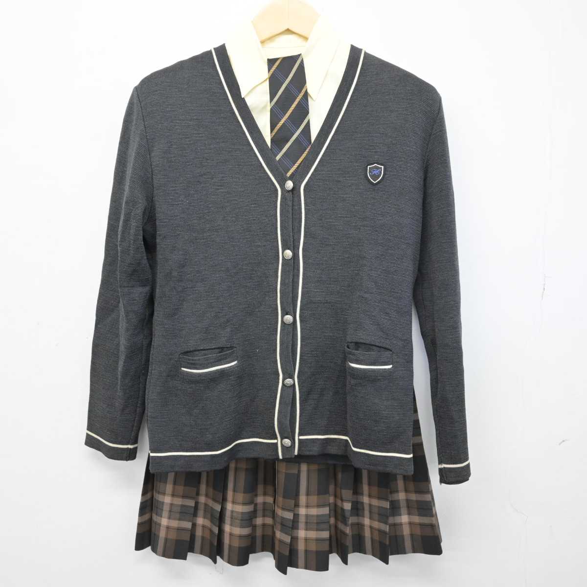 【中古】東京都 八王子学園八王子高等学校 女子制服 5点 (ブレザー・ニット・シャツ・スカート) sf049539