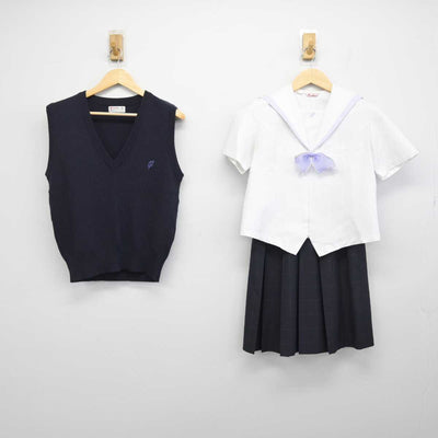 【中古】青森県 五所川原第一高等学校 女子制服 5点 (ニットベスト・セーラー服・スカート) sf049576