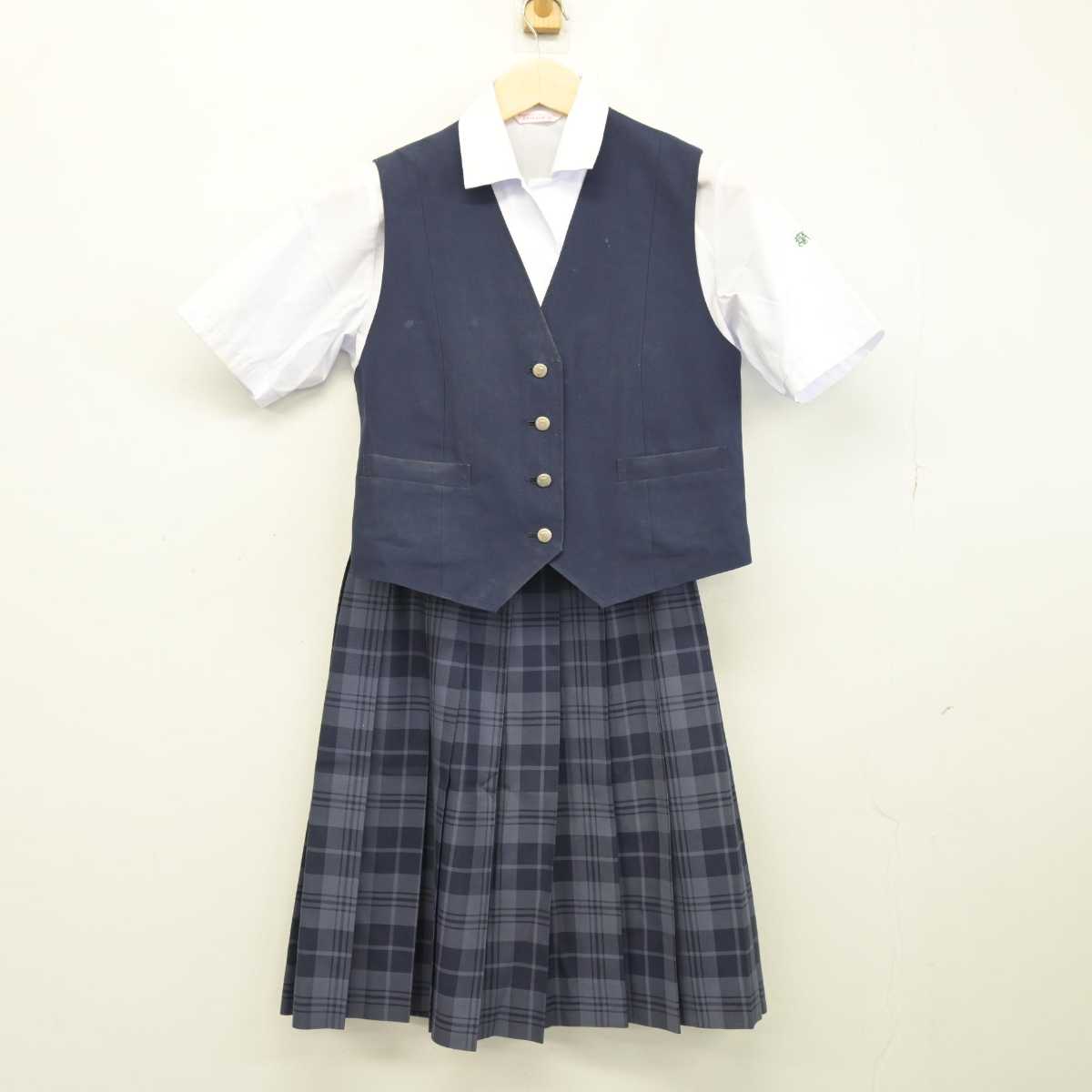 【中古】栃木県 白鴎大学足利高等学校富田キャンパス 女子制服 3点 (ベスト・シャツ・スカート) sf049665