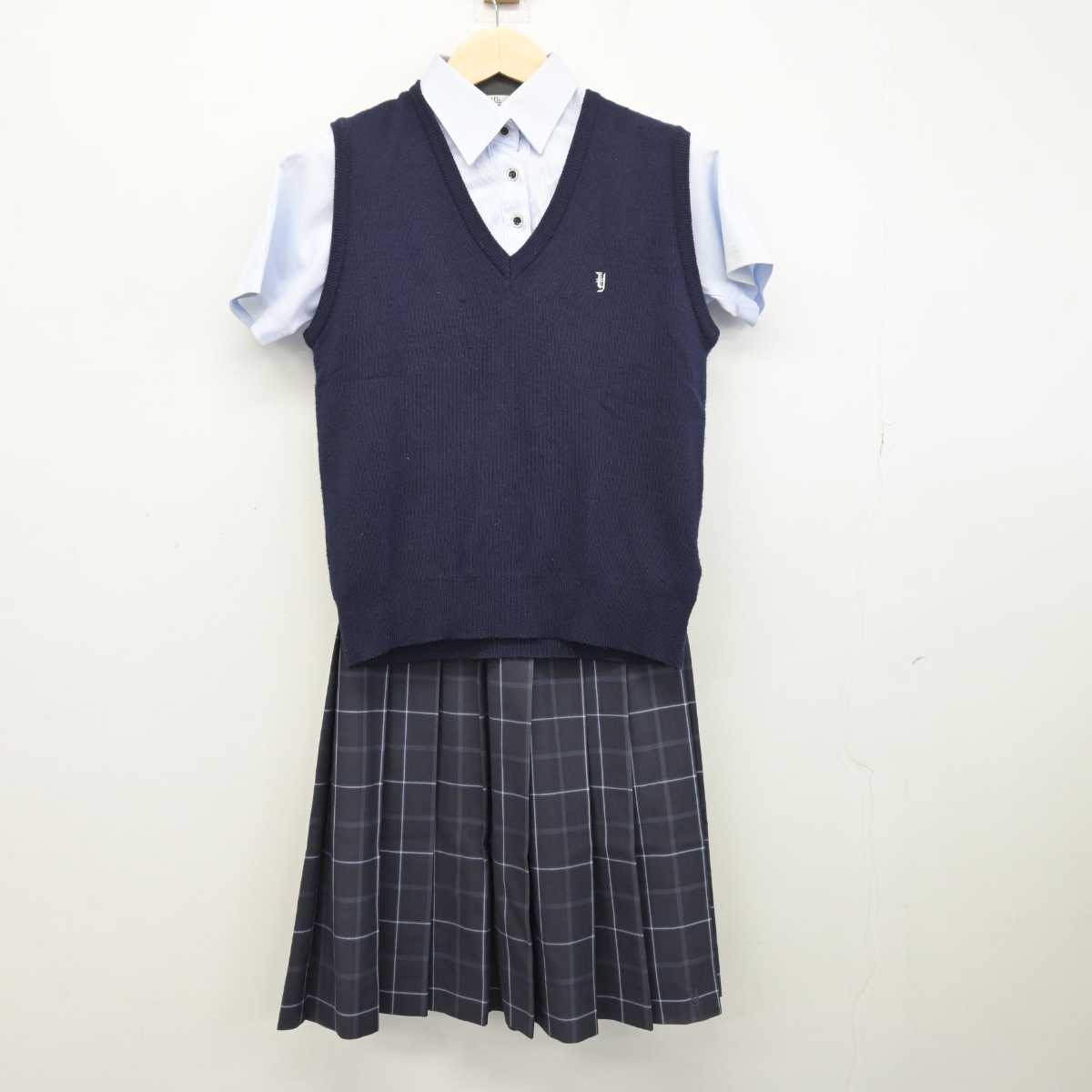 【中古】神奈川県 横須賀高等学校 女子制服 4点 (ニットベスト・シャツ・スカート・スカート) sf049690