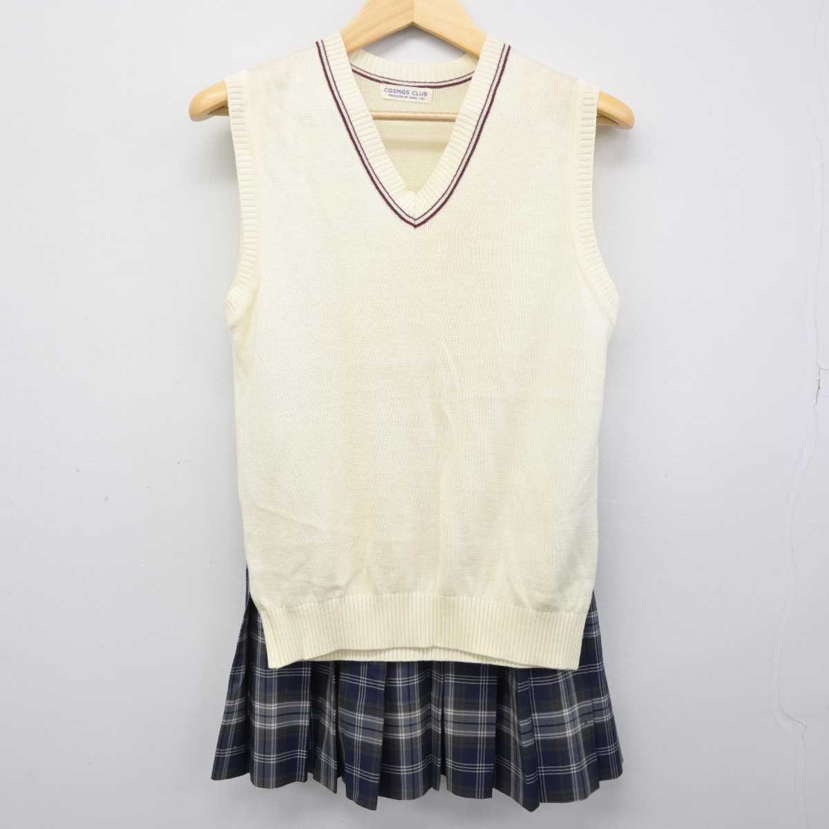 【中古】北海道 小樽明峰高等学校 女子制服 3点 (ブレザー・ニットベスト・スカート) sf049802