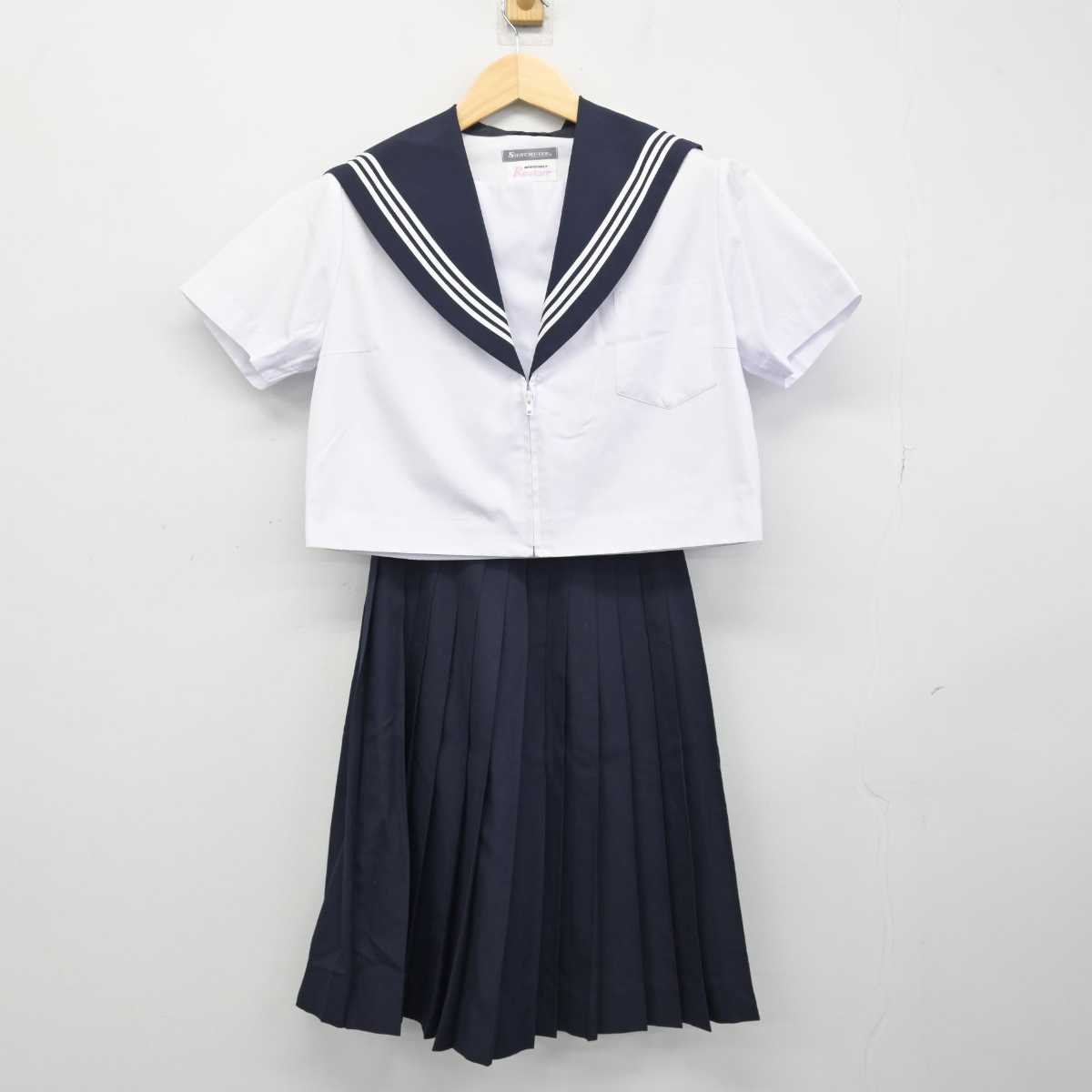 【中古】愛知県 萩原中学校 女子制服 2点 (セーラー服・スカート) sf049822