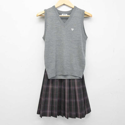 【中古】東京都 駒留中学校 女子制服 2点 (ニットベスト・スカート) sf049830