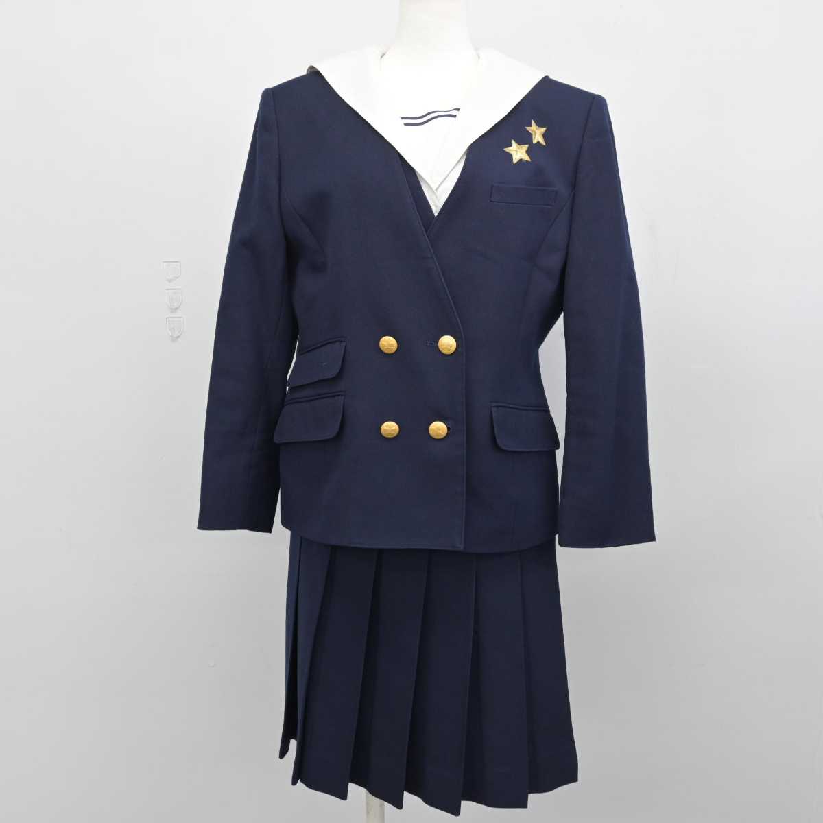 【中古】岡山県 就実高等学校 女子制服 4点 (ブレザー・ベスト・シャツ・スカート) sf049893