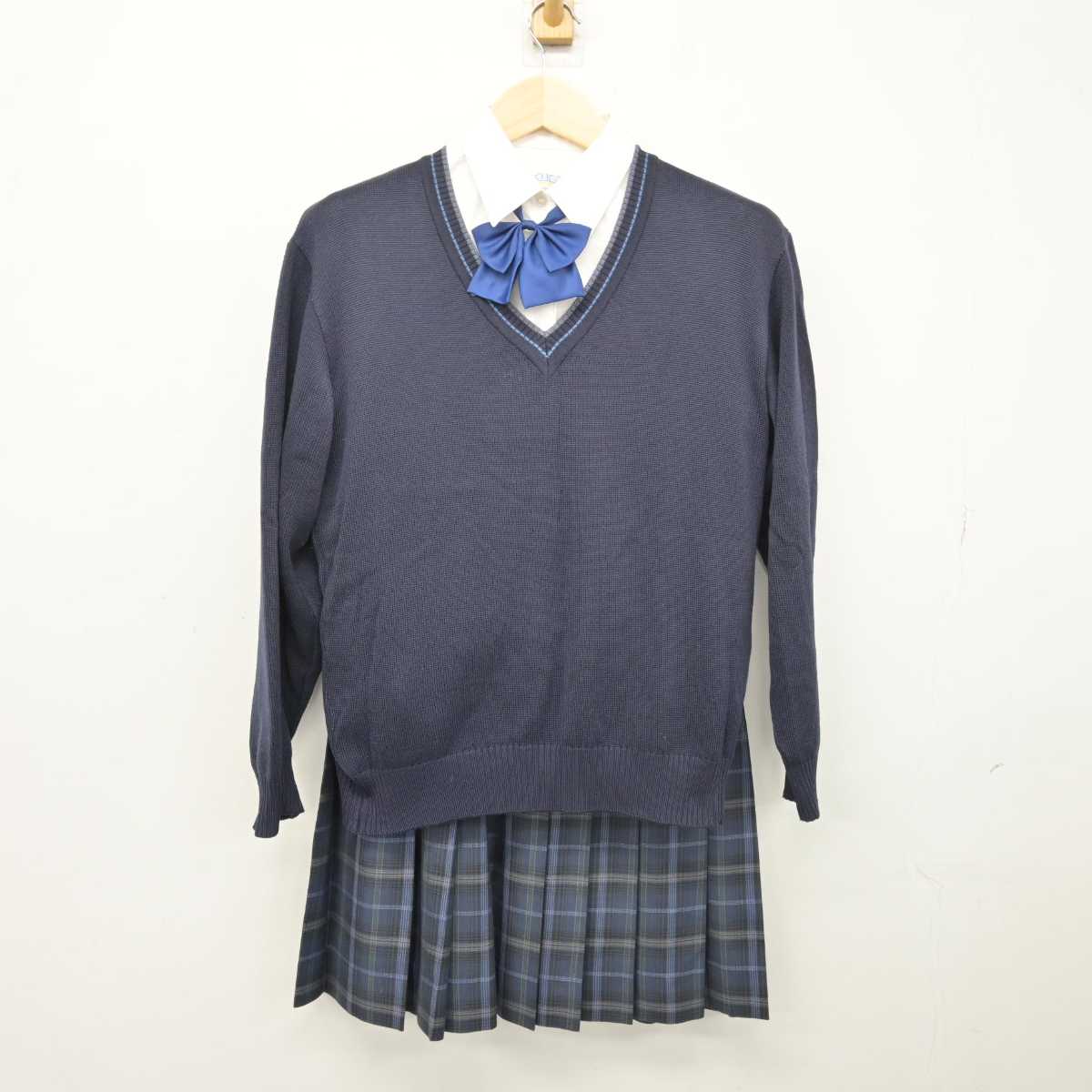 【中古】北海道 北海高等学校 女子制服 4点 (ニット・シャツ・スカート) sf049940