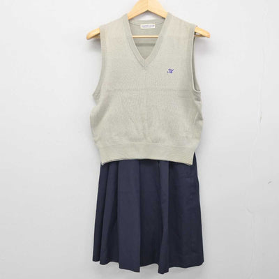 【中古】大阪府 阿倍野高等学校 女子制服 2点 (ニットベスト・スカート) sf049999