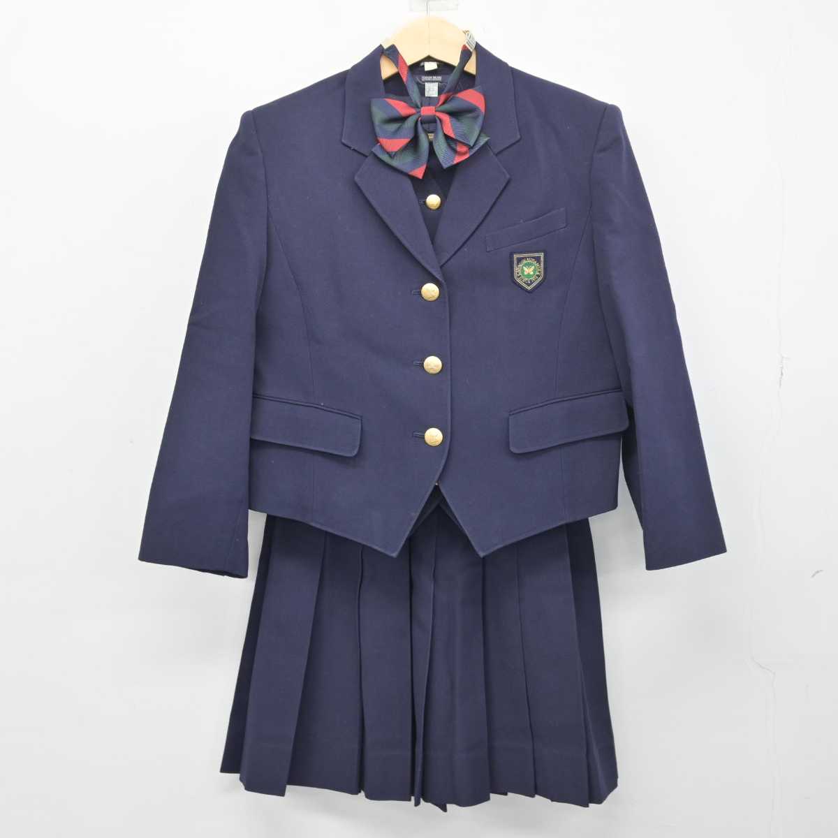 【中古】埼玉県 川越南高等学校 女子制服 4点 (ブレザー・ベスト・スカート) sf050009