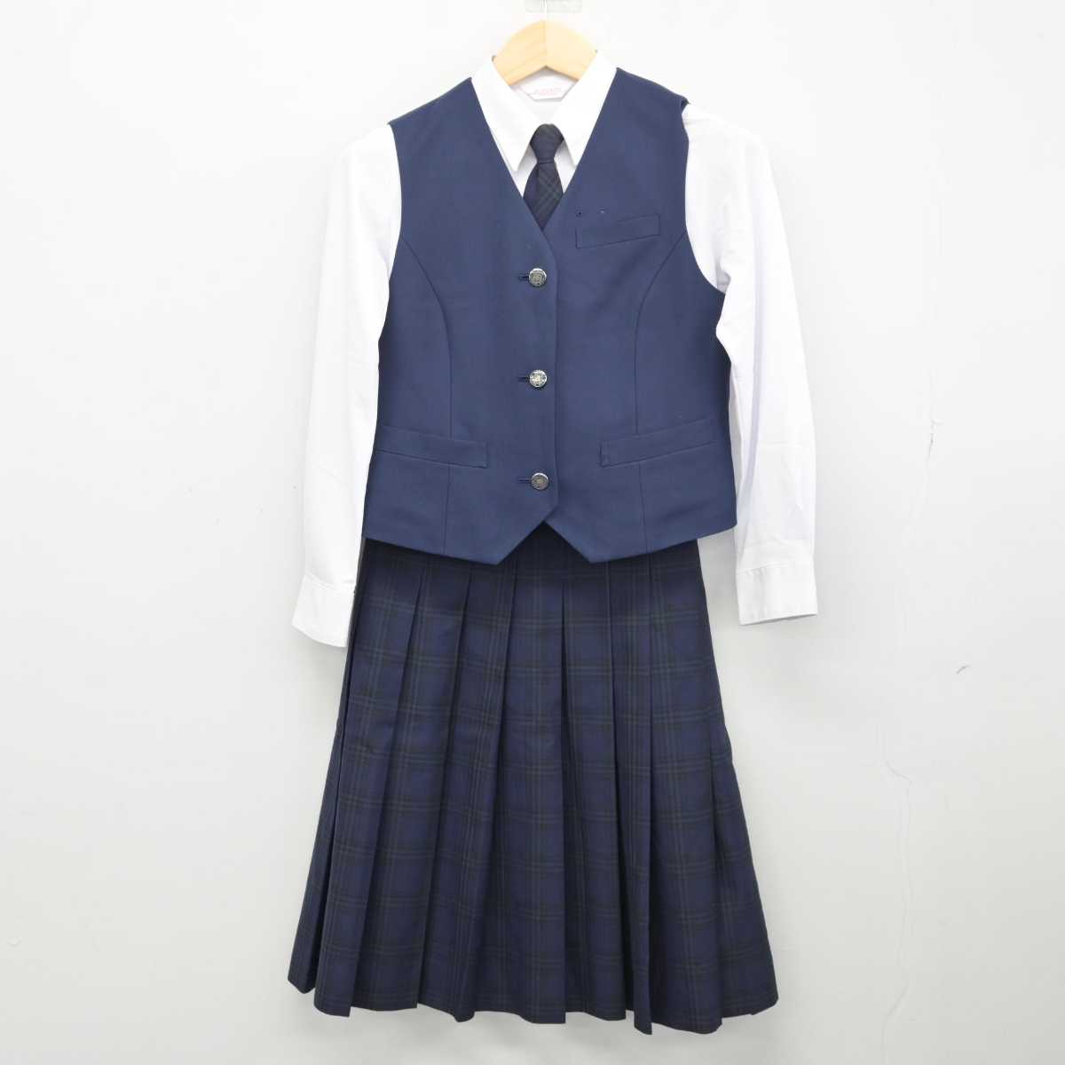 【中古】福岡県 春日高等学校 女子制服 5点 (ブレザー・シャツ・ベスト・スカート) sf050011