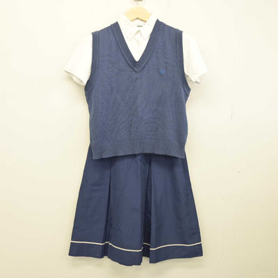 【中古】福岡県 久留米信愛中学校・高等学校 女子制服 3点 (ニットベスト・シャツ・スカート) sf050063