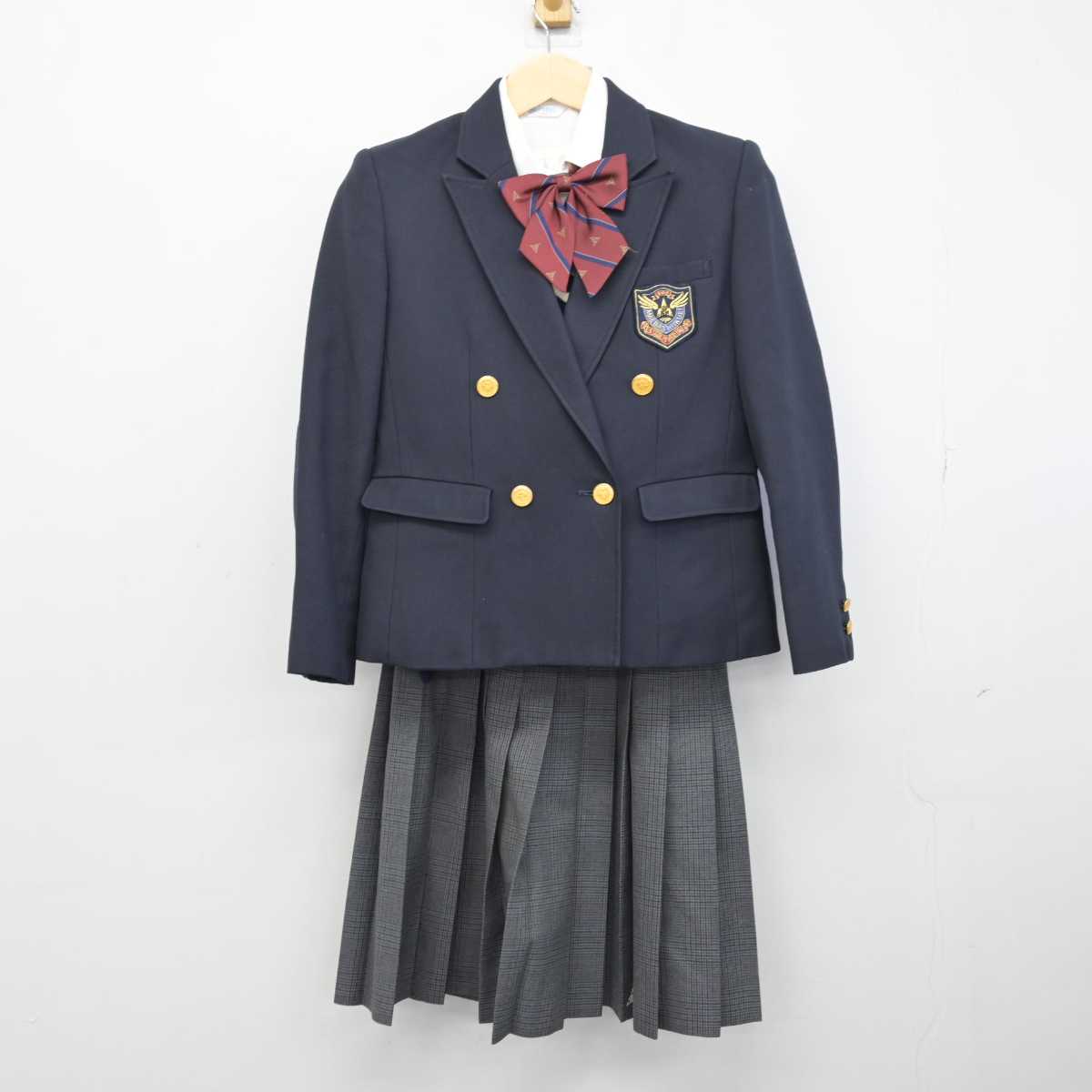 【中古】群馬県 群馬育英学園 前橋育英高等学校 女子制服 5点 (ブレザー・ニット・シャツ・スカート) sf050235