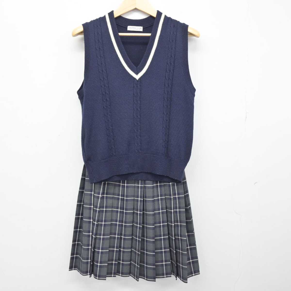 【中古】群馬県 群馬育英学園 前橋育英高等学校 女子制服 2点 (ニットベスト・スカート) sf050237