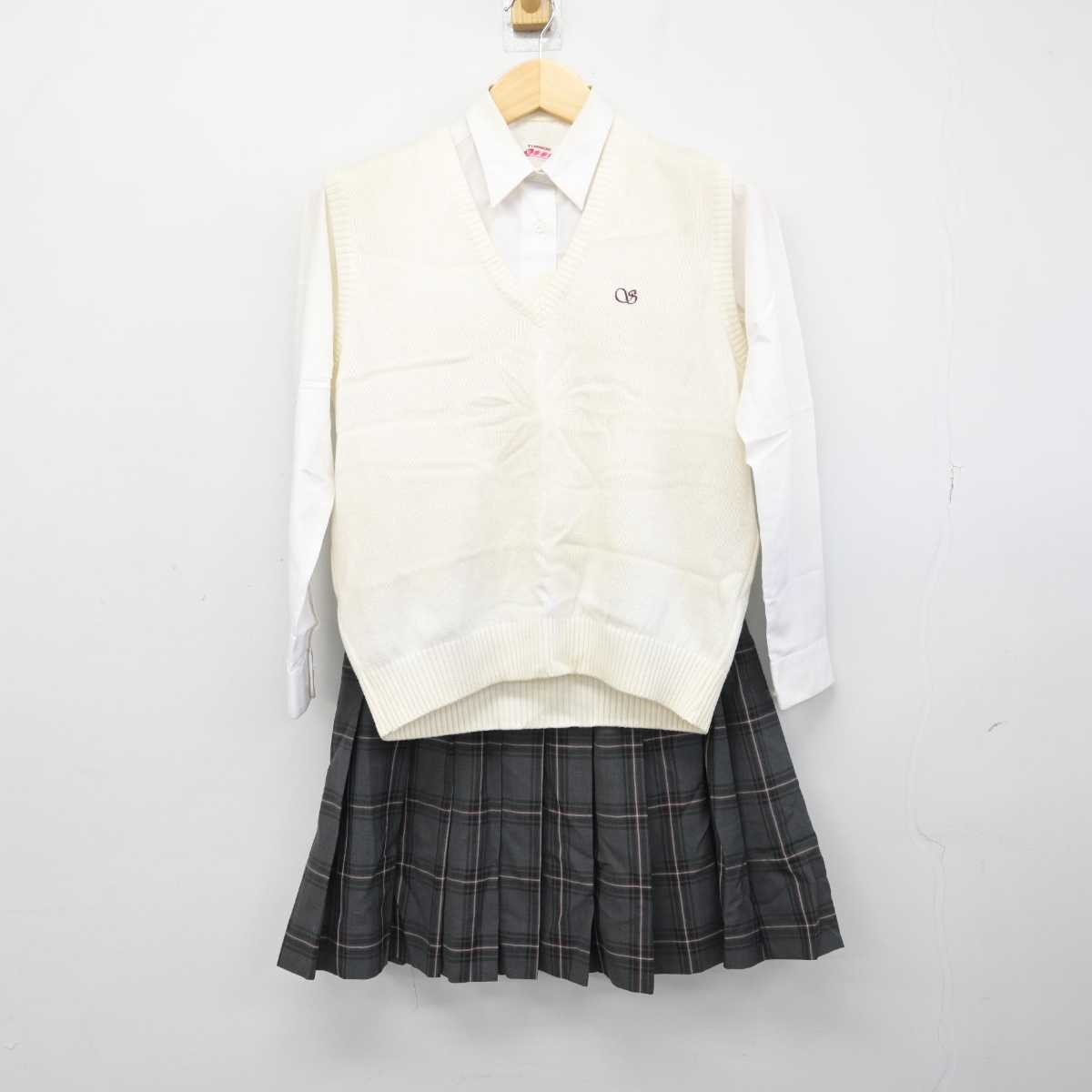 【中古】北海道 札幌新川高等学校 女子制服 3点 (シャツ・ニットベスト・スカート) sf050305