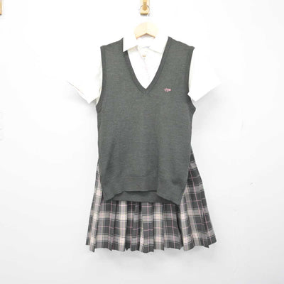 【中古】奈良県 奈良文化高等学校 女子制服 3点 (ニットベスト・シャツ・スカート) sf050371