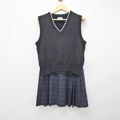 【中古】東京都 日本大学鶴ヶ丘高等学校 女子制服 2点 (ニットベスト・スカート) sf050399