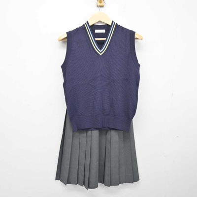 【中古】兵庫県 須磨翔風高等学校 女子制服 2点 (ニットベスト・スカート) sf050425