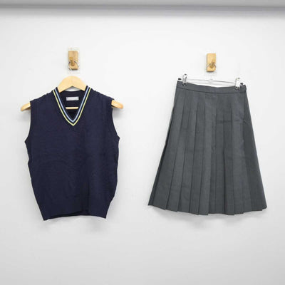 【中古】兵庫県 須磨翔風高等学校 女子制服 2点 (ニットベスト・スカート) sf050425