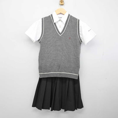 【中古】大阪府 狭山高等学校 女子制服 3点 (ニットベスト・シャツ・スカート) sf050440