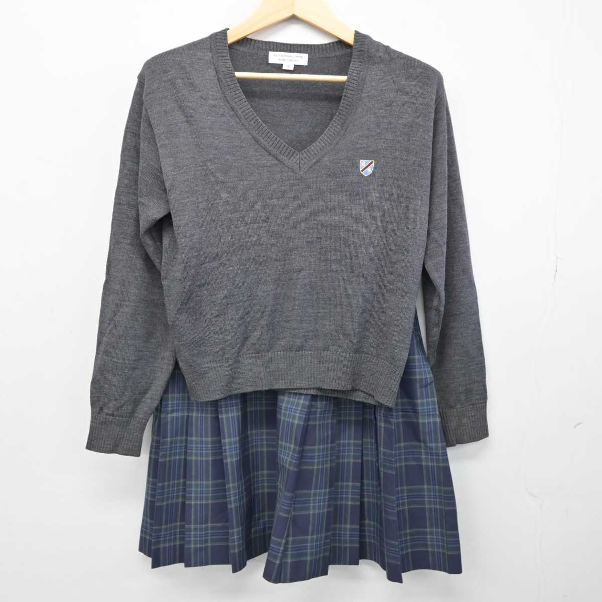 【中古】東京都 國學院高等学校 女子制服 3点 (ブレザー・ニット・スカート) sf050461