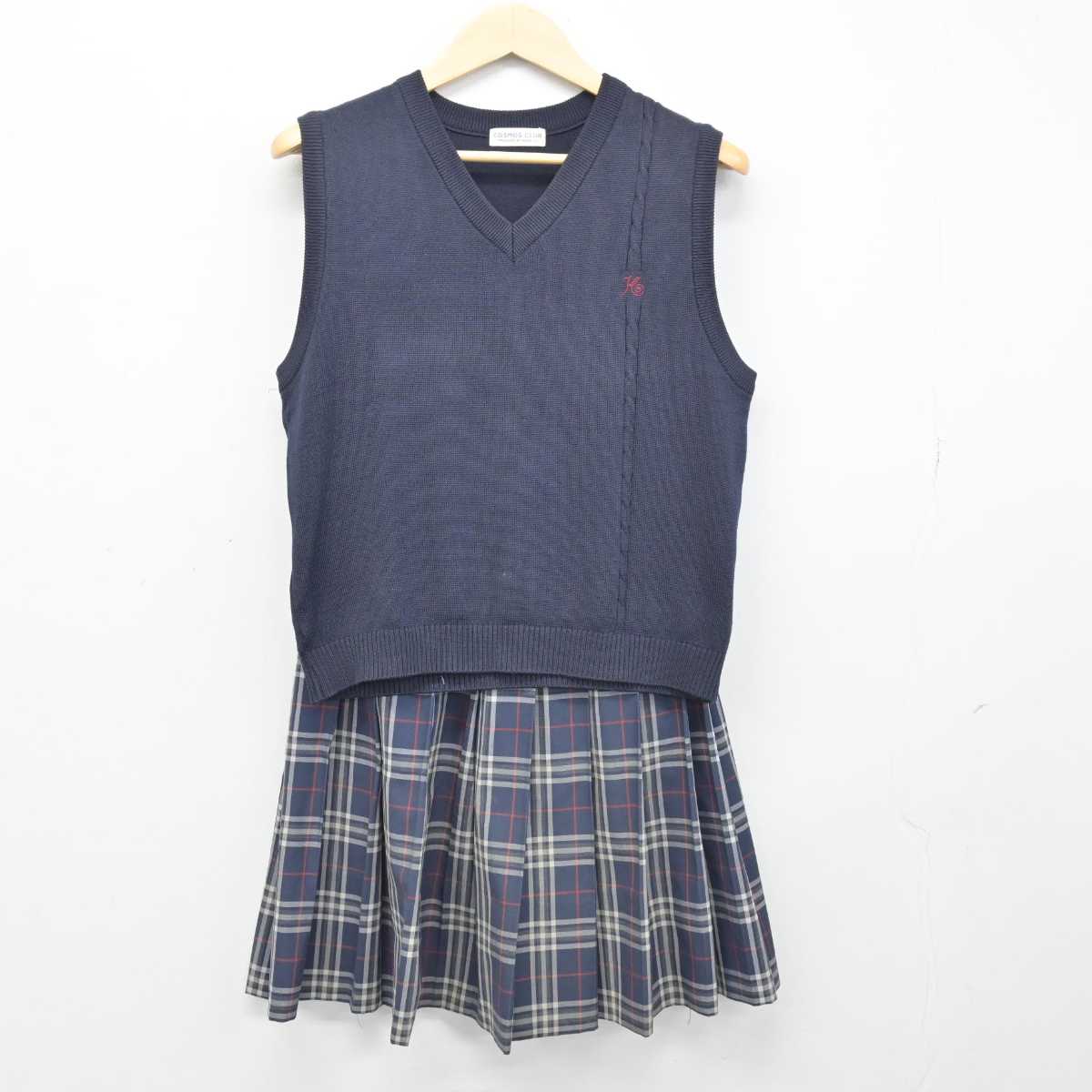 【中古】埼玉県 開智高等学校 女子制服 2点 (ニットベスト・スカート) sf050490