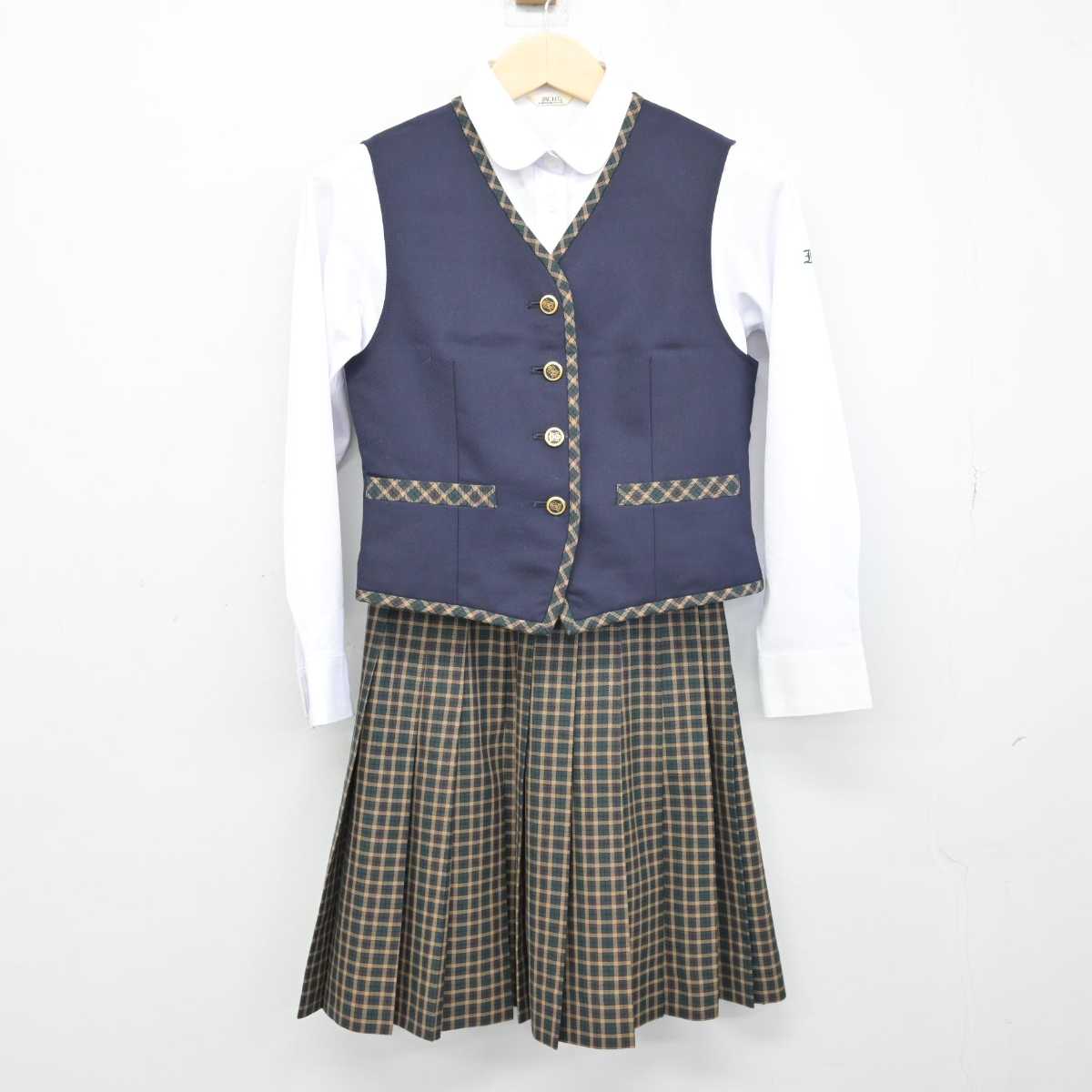 【中古】福島県 磐城第一高等学校 女子制服 3点 (ベスト・シャツ・スカート) sf050520