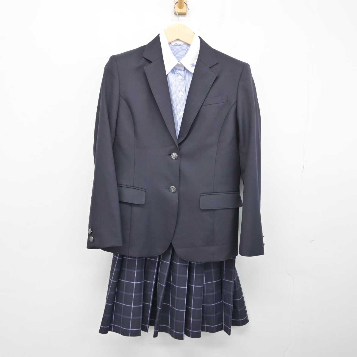 【中古】福岡県 若松商業高等学校 女子制服 4点 (ブレザー・ニット・シャツ・スカート) sf050547