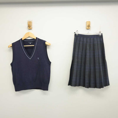 【中古】埼玉県 川口市立高等学校 女子制服 2点 (ニットベスト・スカート) sf050573