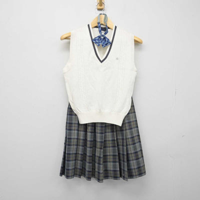 【中古】千葉県 松戸高等学校 女子制服 3点 (ニットベスト・スカート) sf050639