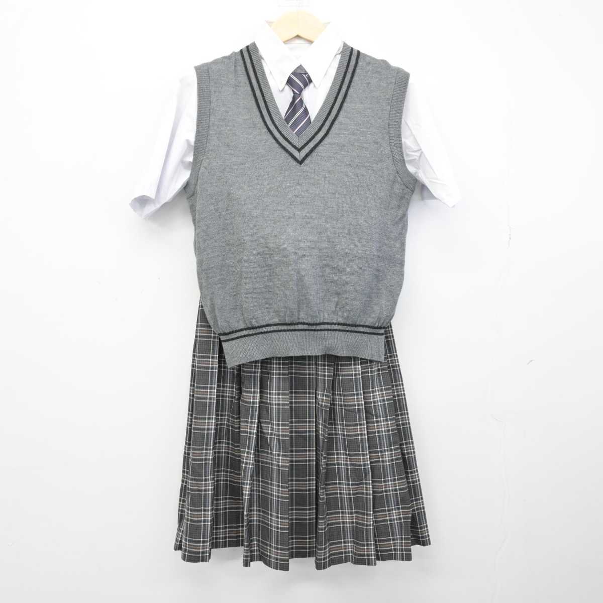 【中古】大阪府 旭高等学校 女子制服 4点 (ニットベスト・シャツ・スカート) sf050687