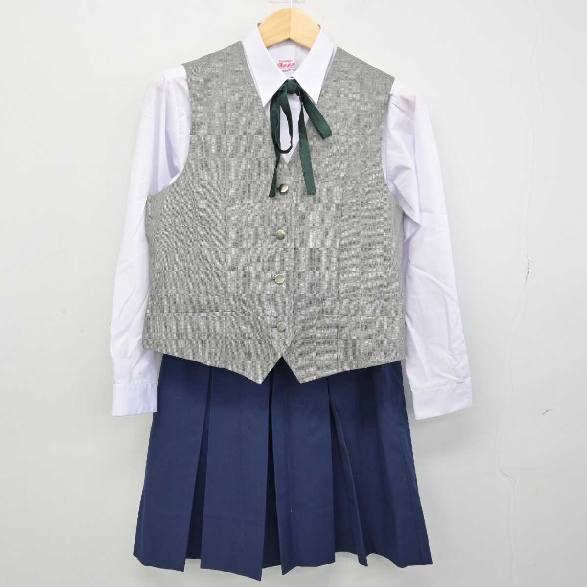 【中古】神奈川県 羽鳥中学校 女子制服 5点 (ブレザー・ベスト・シャツ・スカート) sf050727