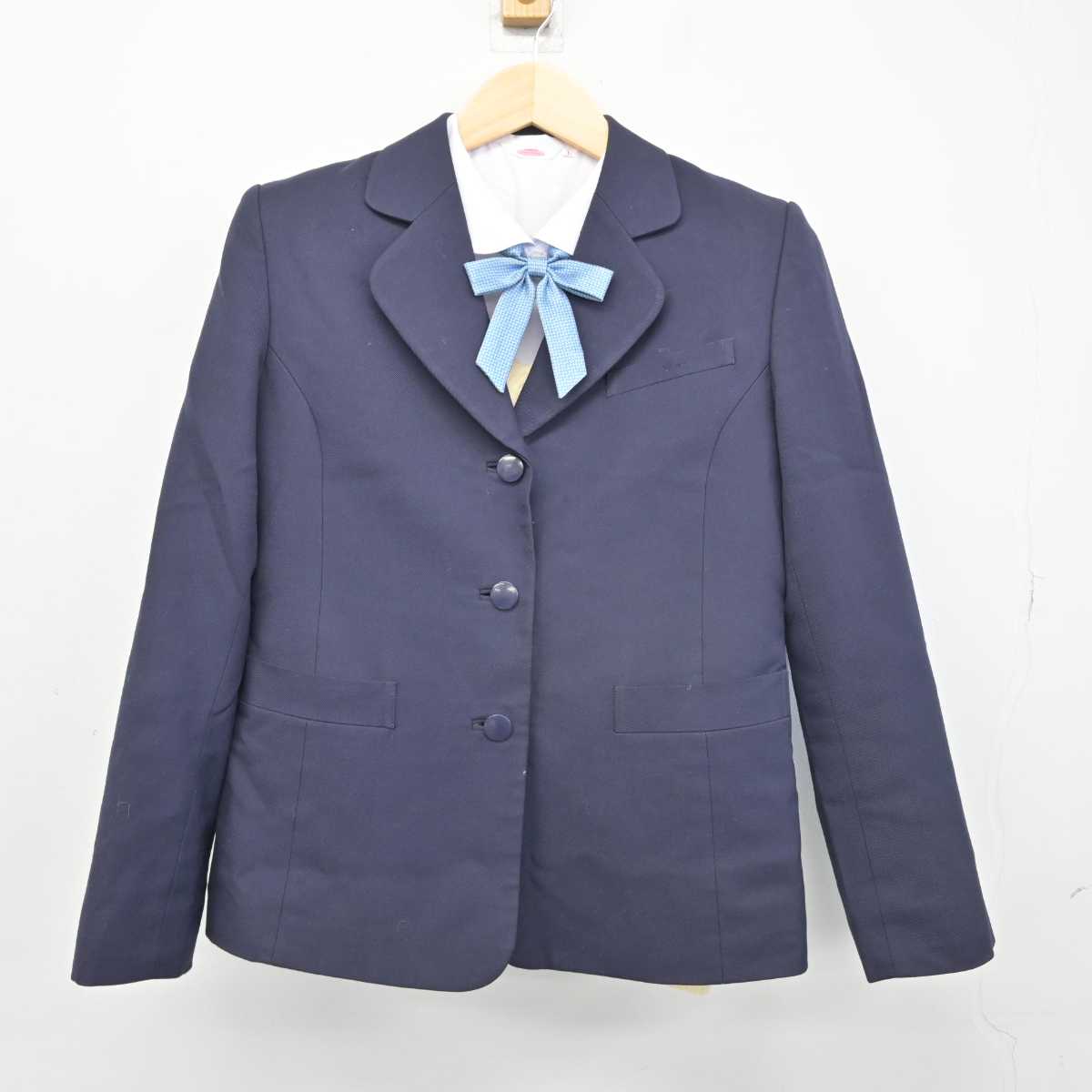 【中古】秋田県 秋田西高等学校 女子制服 5点 (ブレザー・ニット・シャツ) sf050744