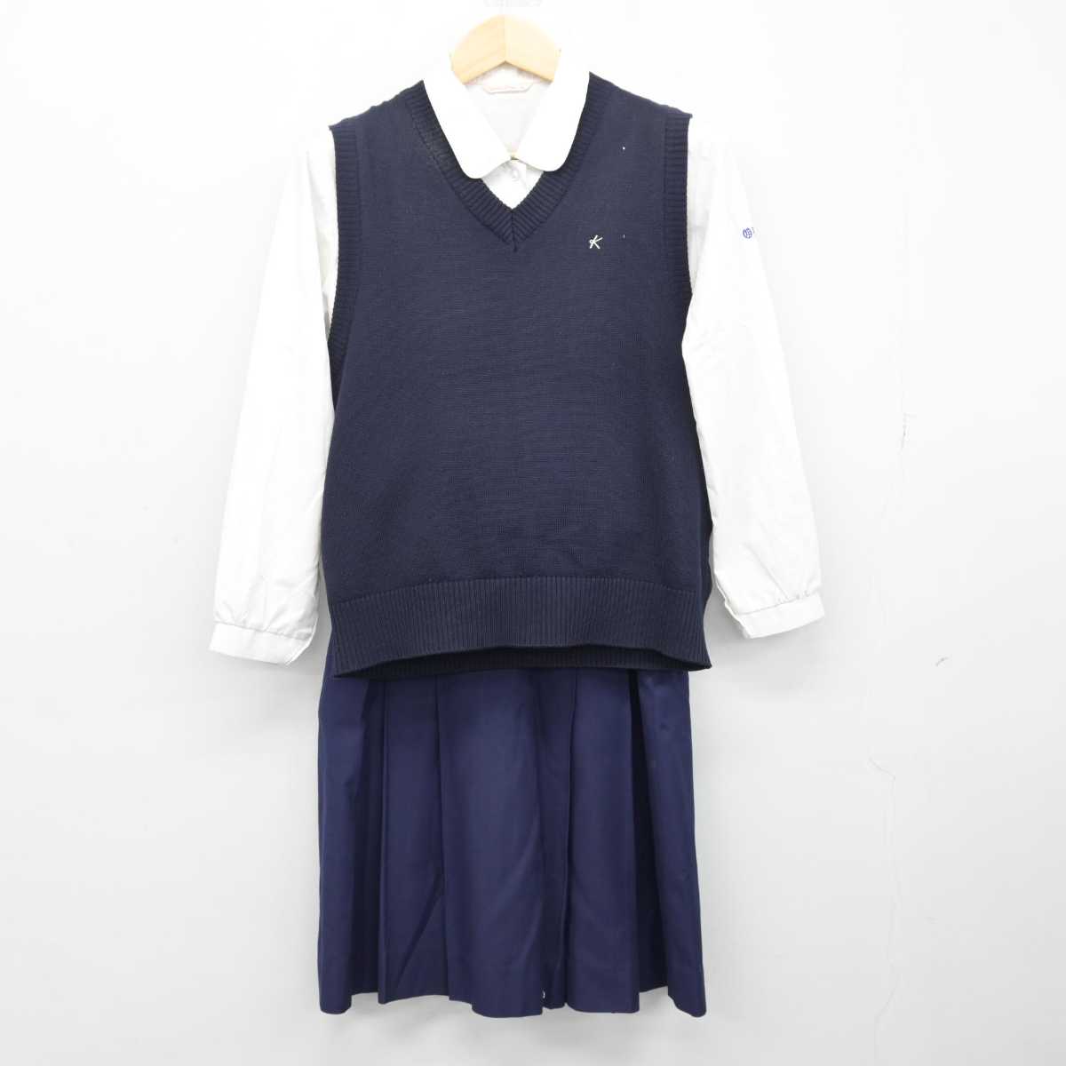 【中古】埼玉県 大宮光陵高等学校 女子制服 3点 (シャツ・ニットベスト・スカート) sf050830