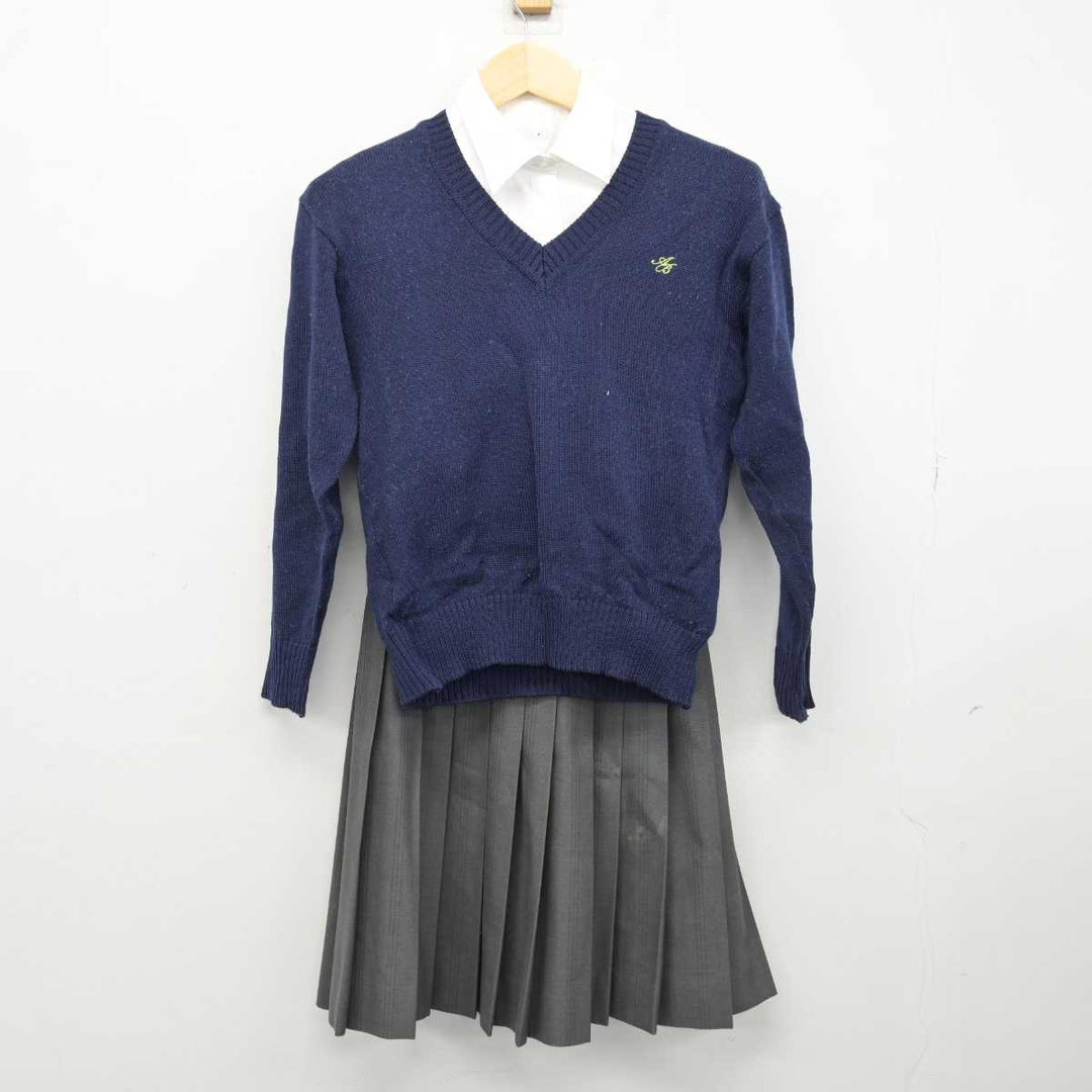 中古】東京都 荒川商業高等学校 女子制服 4点 (ブレザー・ニット