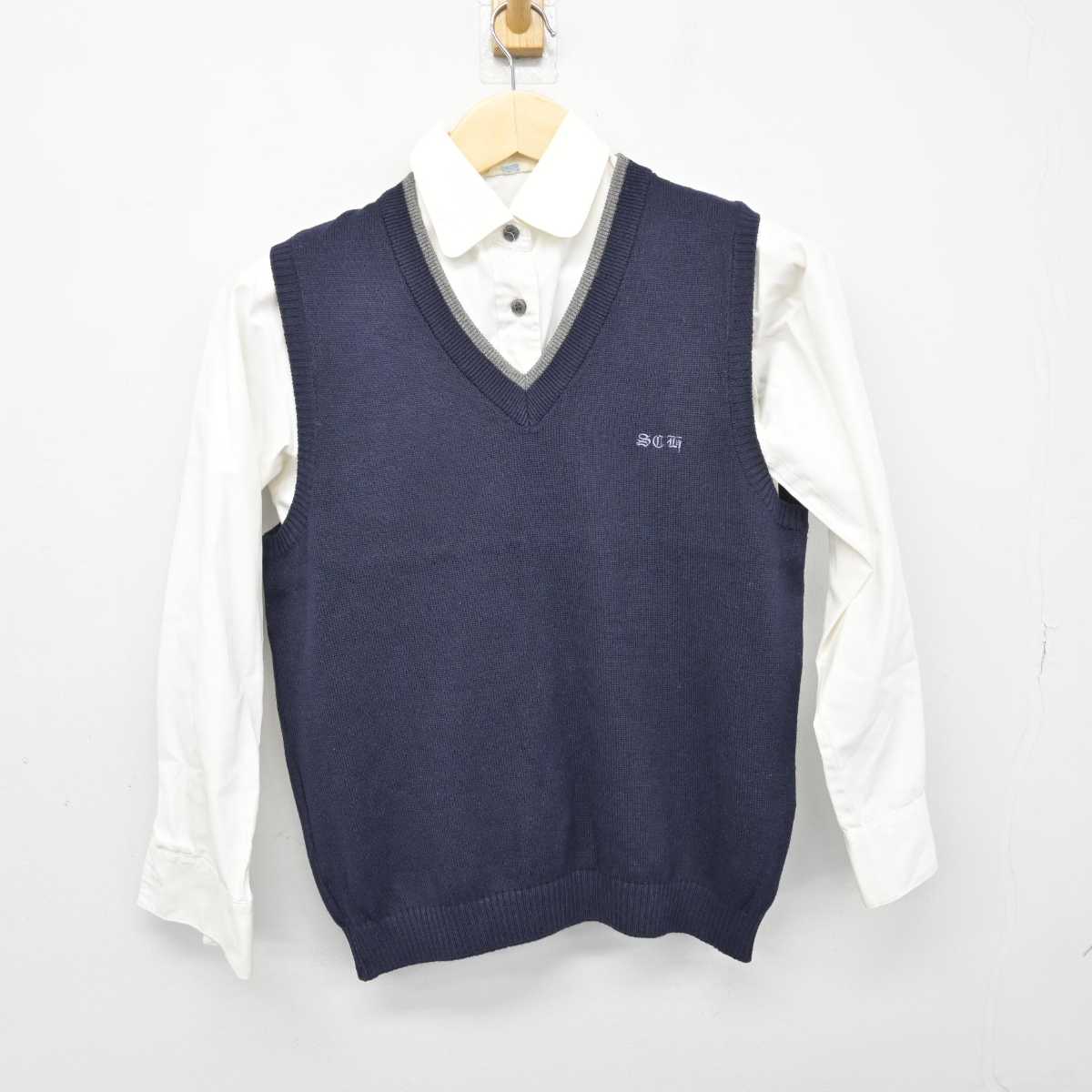 【中古】静岡県 聖隷クリストファー高等学校 女子制服 2点 (ニットベスト・シャツ) sf050866