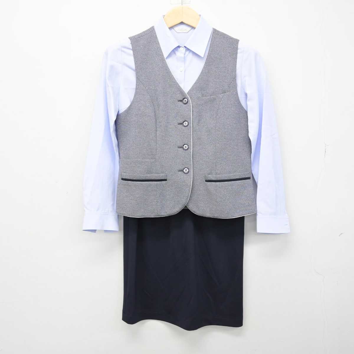 【中古】 事務服 女子制服 4点 (ブレザー・ベスト・シャツ・スカート) sf050922