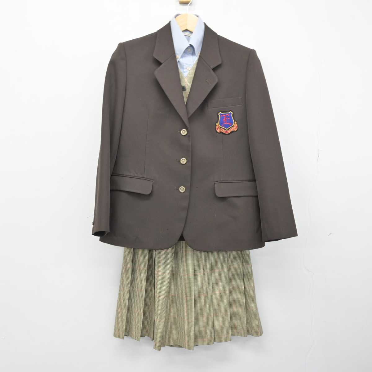 【中古】高知県 高知東高等学校 女子制服 4点 (ブレザー・ベスト・シャツ・スカート) sf051012