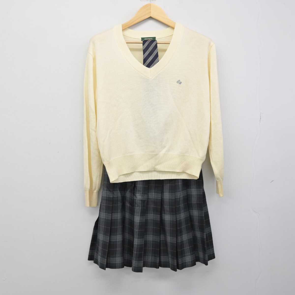 【中古】千葉県 銚子高等学校 女子制服 3点 (ニット・スカート) sf051027