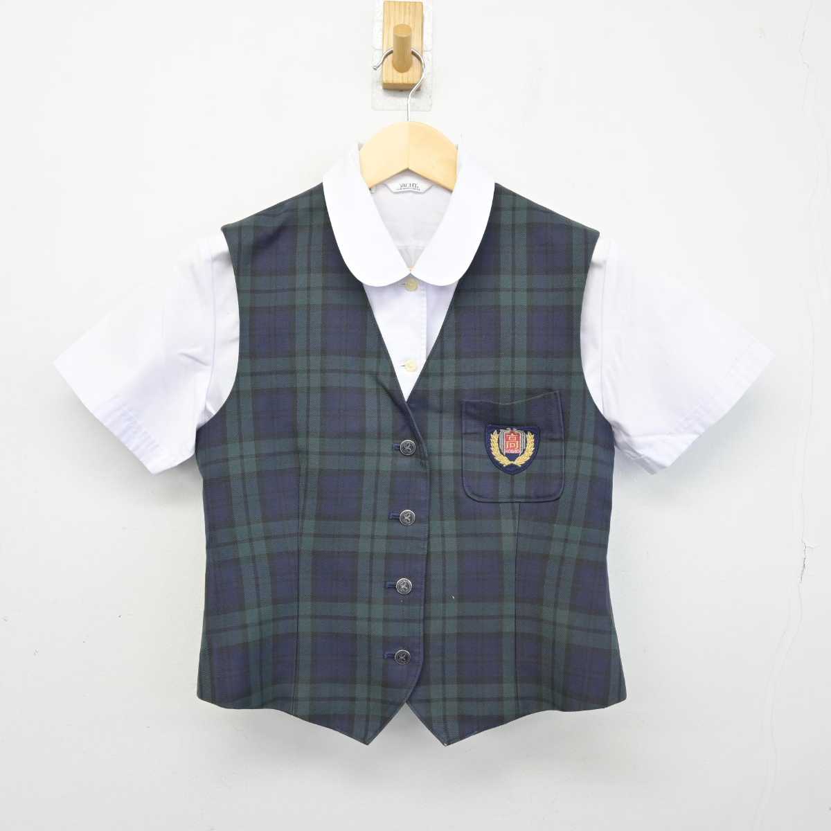 【中古】宮崎県 鵬翔中学校・高等学校 女子制服 2点 (ベスト・シャツ) sf051044