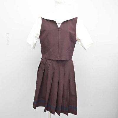 【中古】群馬県 共愛学園中学校・高等学校 女子制服 3点 (ベスト・セーラー服・スカート) sf051077