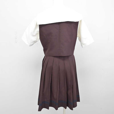 【中古】群馬県 共愛学園中学校・高等学校 女子制服 3点 (ベスト・セーラー服・スカート) sf051077