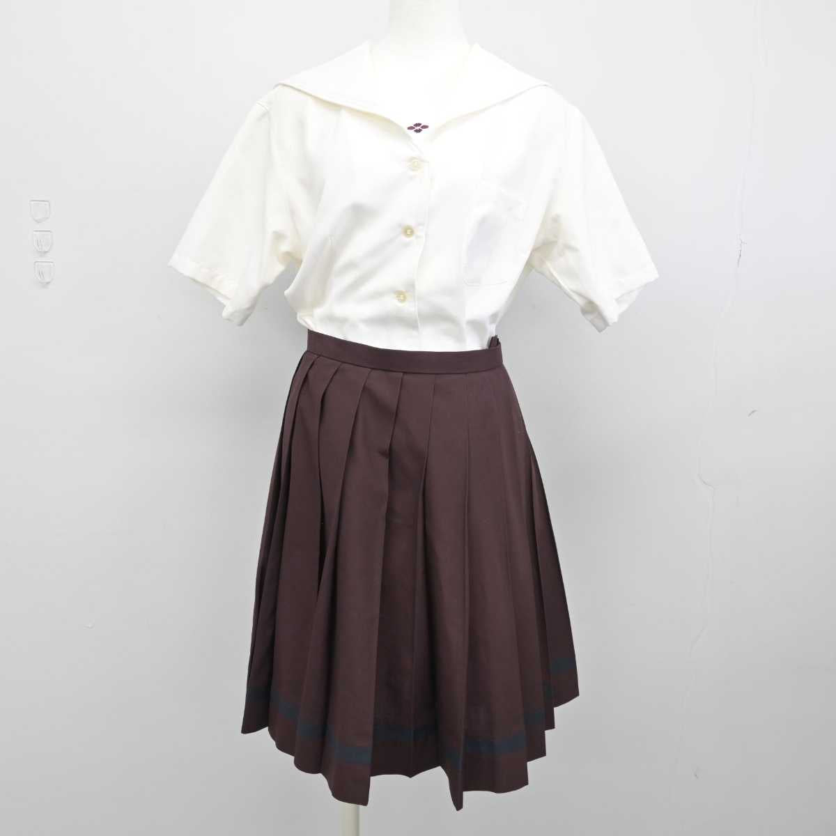 【中古】群馬県 共愛学園中学校・高等学校 女子制服 3点 (ベスト・セーラー服・スカート) sf051077