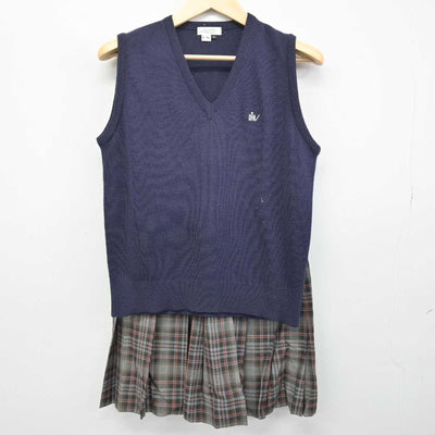 【中古】群馬県 高崎健康福祉大学高崎高等学校 女子制服 2点 (ニットベスト・スカート) sf051092